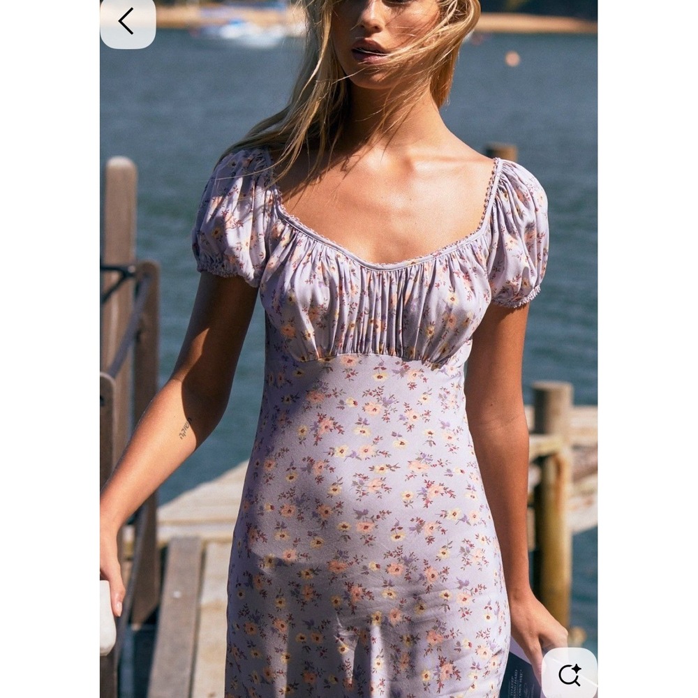 Auguste The Label Mini Dress Size 4 Violet Floral Eloiseโ Penn Milkmaid Cottage